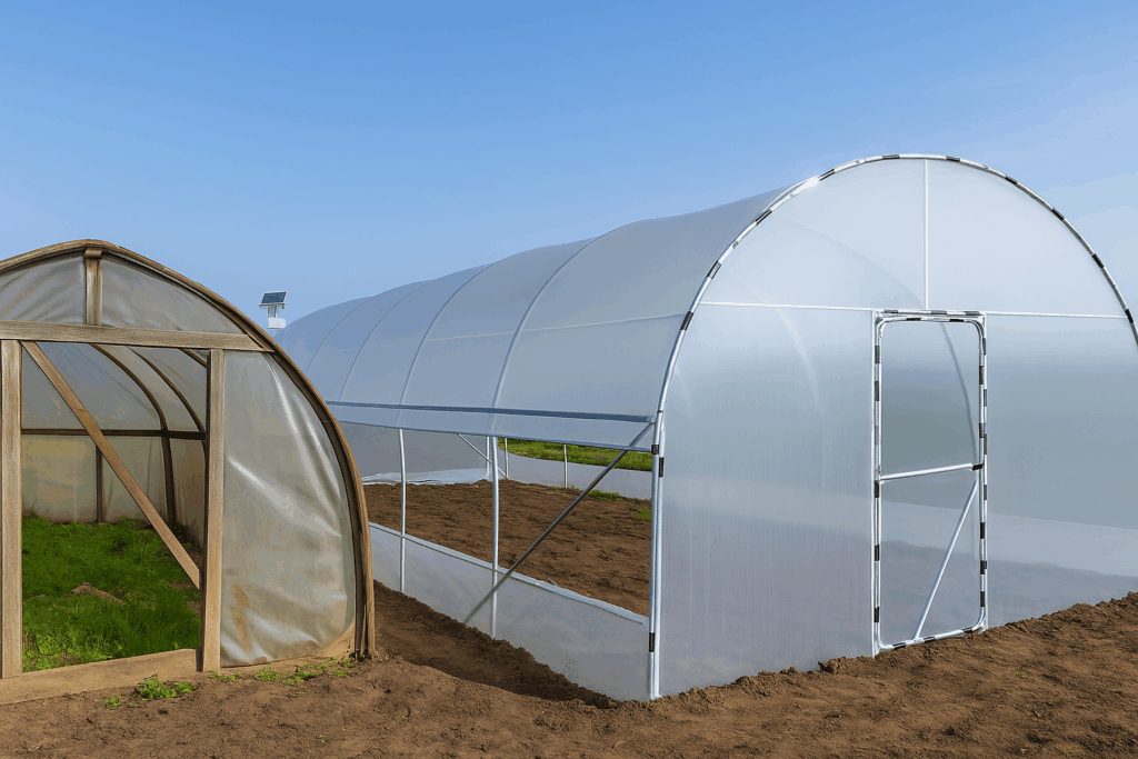 Comparație între un solar din lemn vechi și un solar modern Bacas din structură zincată cu folie profesională.